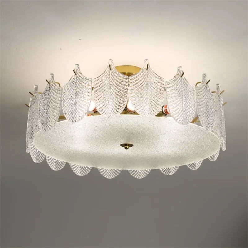 Lustre Verre et Metal Dore 8 Lumieres LED DMAIKAOTIN pour Salon — D50 et D60 cm Chaud Froid 9 Variantes