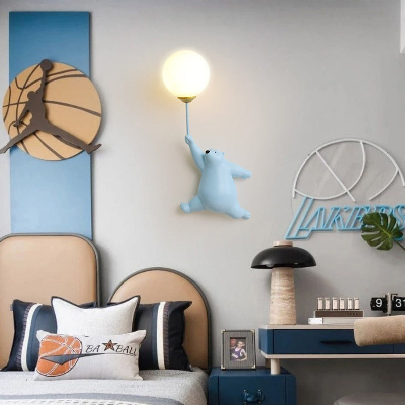 Applique murale chambre enfant ours polaire en résine