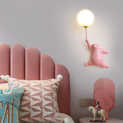 Applique murale chambre enfant ours polaire rose