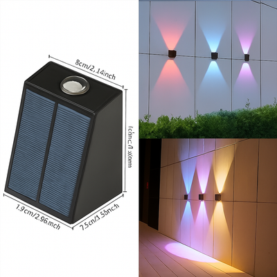 Applique solaire design sur un mur de terrasse