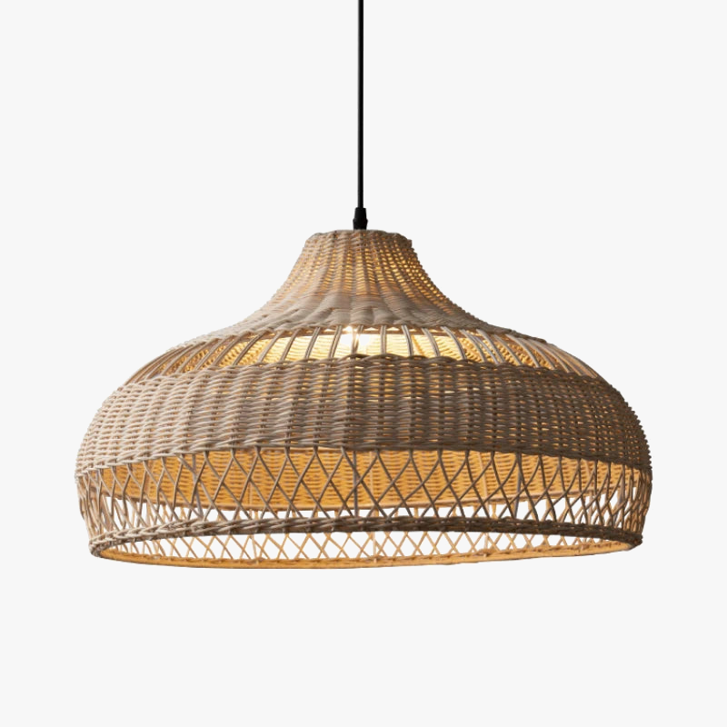 Lustre Rotin Tresse Artisanal LED Lumeers pour Salon — D40 a D60 cm Chaud Rustique 3 Variantes