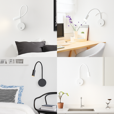 Liseuse murale chambre blanche au-dessus d'un lit