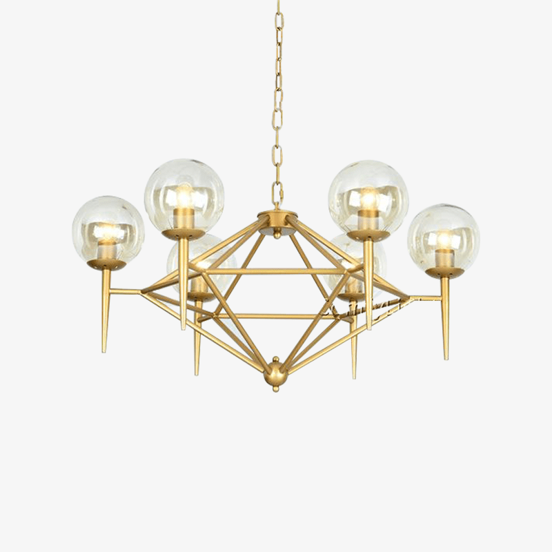 Vintage Gold Globe Glass Chandelier Modern Loft Style Pendant Light
