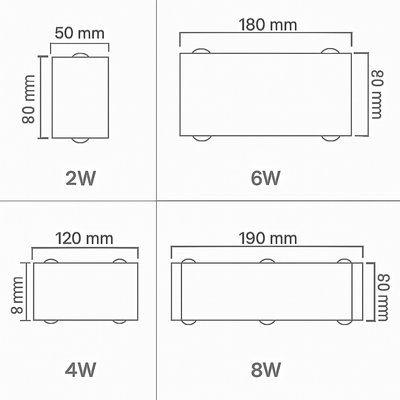 Dimensions de la petite applique murale en aluminium