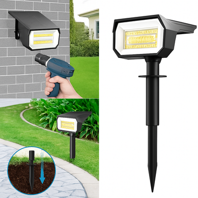 Spot solaire jardin fixé au mur en applique extérieure